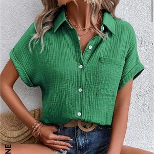 Green Button-Up Shirt